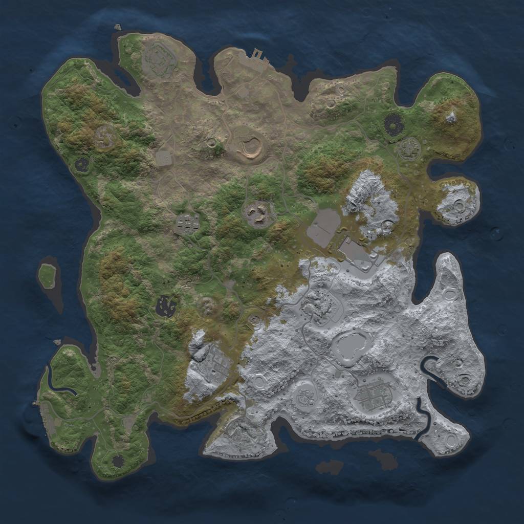 Rust Map: Procedural Map, Size: 3700, Seed: 816478775, 17 Monuments