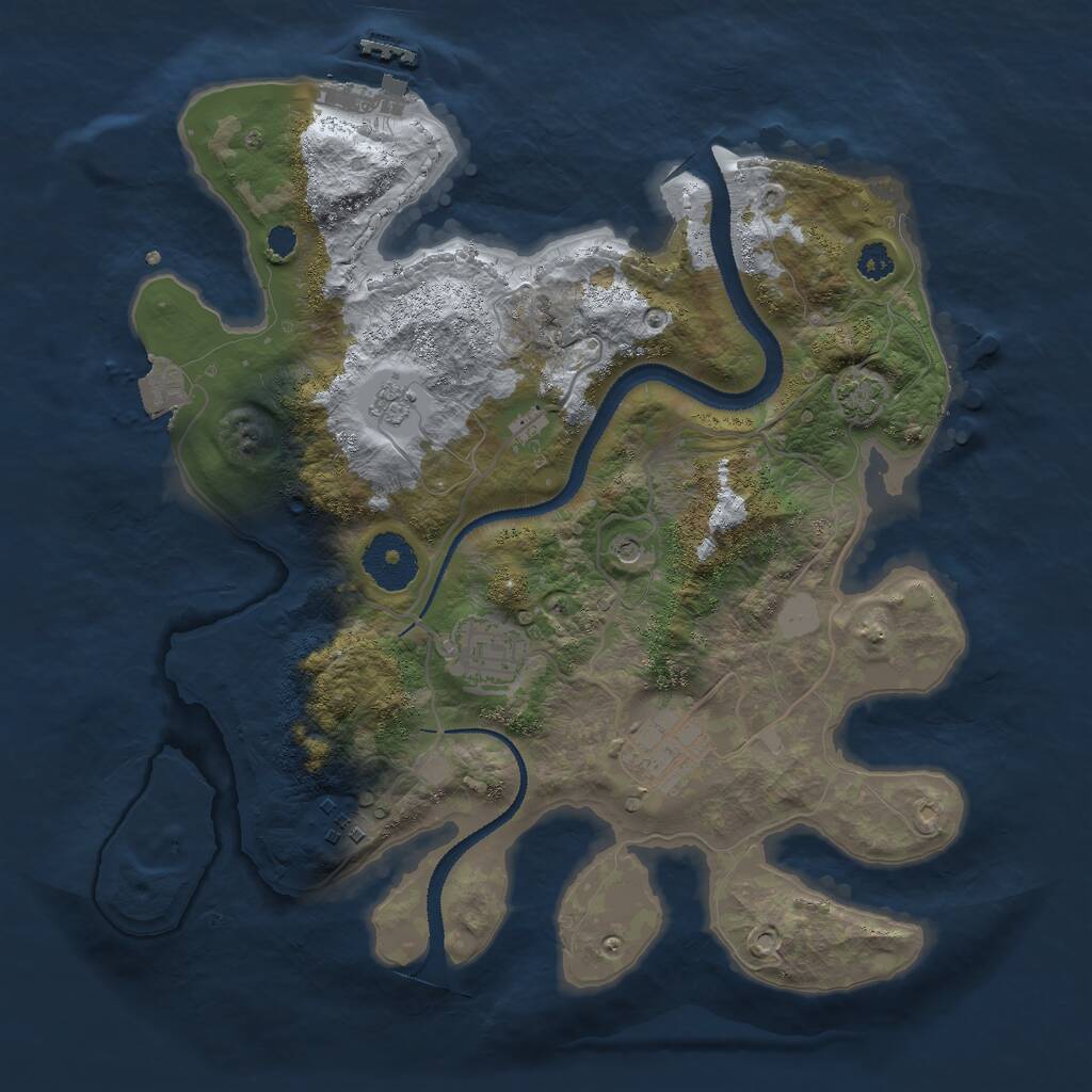 Rust Map: Procedural Map, Size: 3000, Seed: 794044826, 8 Monuments