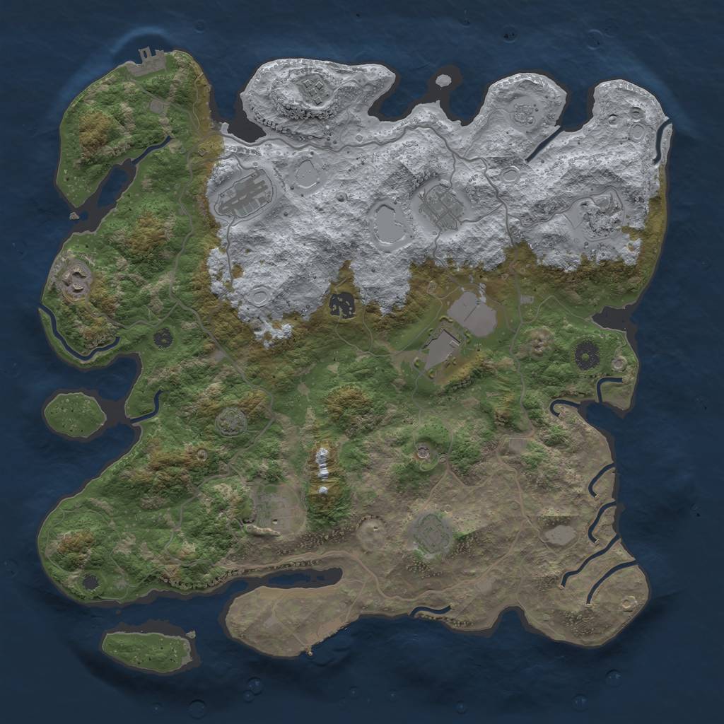 Rust Map: Procedural Map, Size: 4000, Seed: 201917874, 17 Monuments