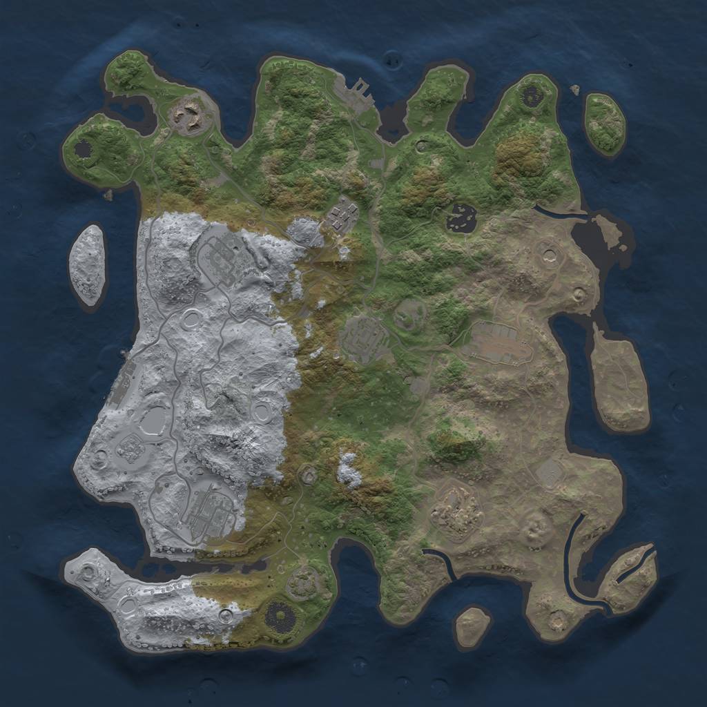 Rust Map: Procedural Map, Size: 3450, Seed: 17821347, 16 Monuments