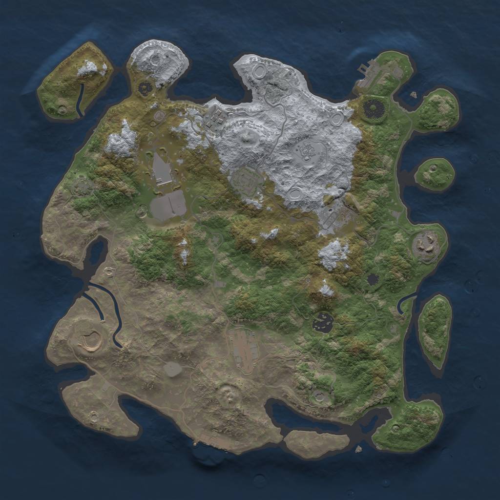 Rust Map: Procedural Map, Size: 3650, Seed: 88997551, 16 Monuments