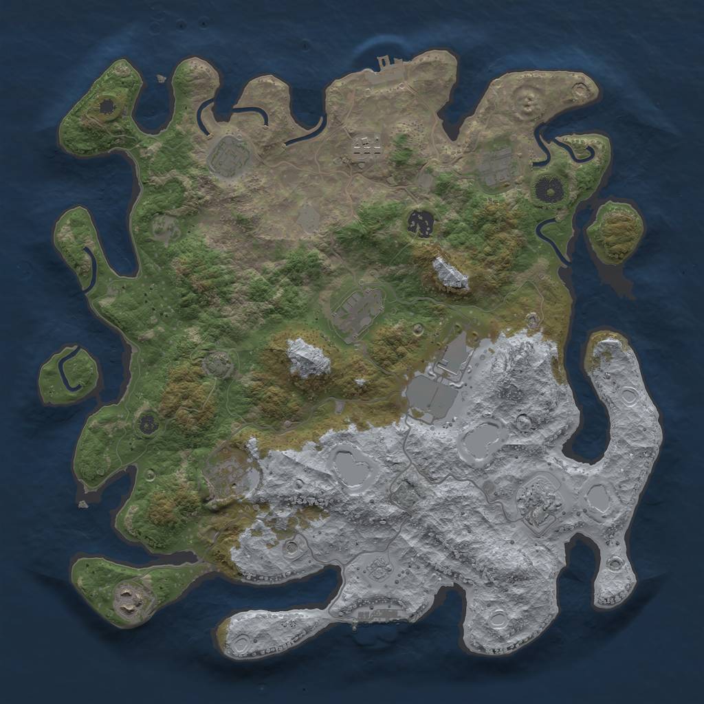 Rust Map: Procedural Map, Size: 3850, Seed: 10785991, 17 Monuments