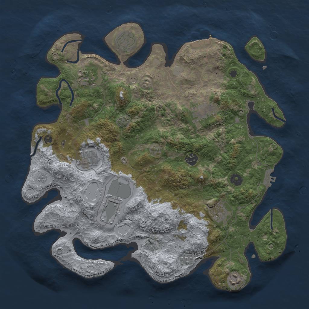 Rust Map: Procedural Map, Size: 3750, Seed: 24196385, 17 Monuments
