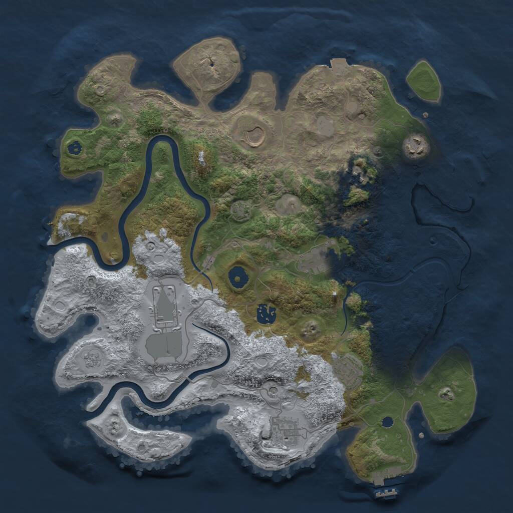 Rust Map: Procedural Map, Size: 3750, Seed: 24196385, 14 Monuments