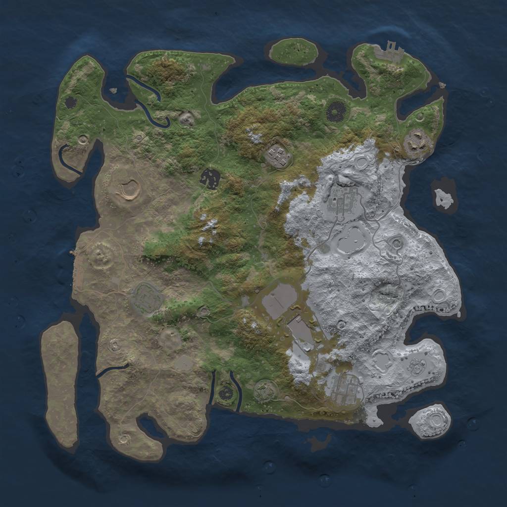 Rust Map: Procedural Map, Size: 3700, Seed: 70483324, 16 Monuments