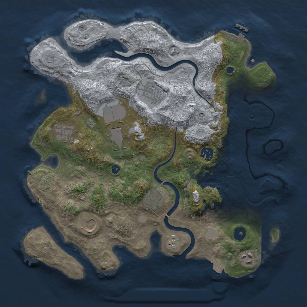 Rust Map: Procedural Map, Size: 3500, Seed: 478734174, 13 Monuments