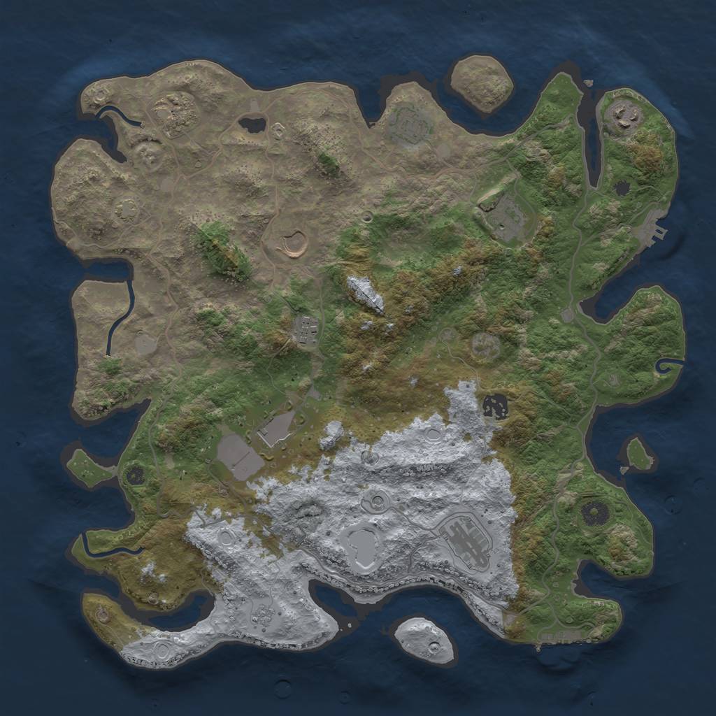 Rust Map: Procedural Map, Size: 4000, Seed: 8560219, 17 Monuments