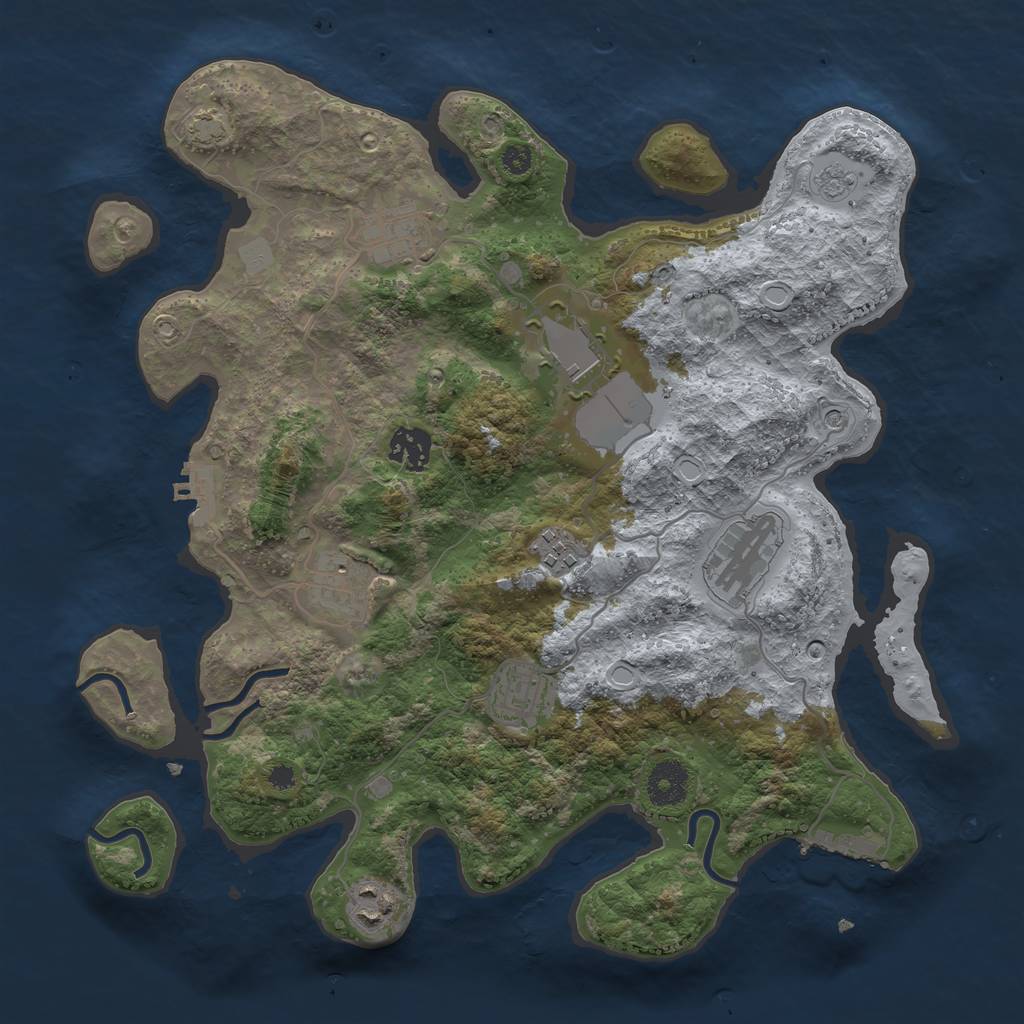 Rust Map: Procedural Map, Size: 3500, Seed: 60412825, 16 Monuments
