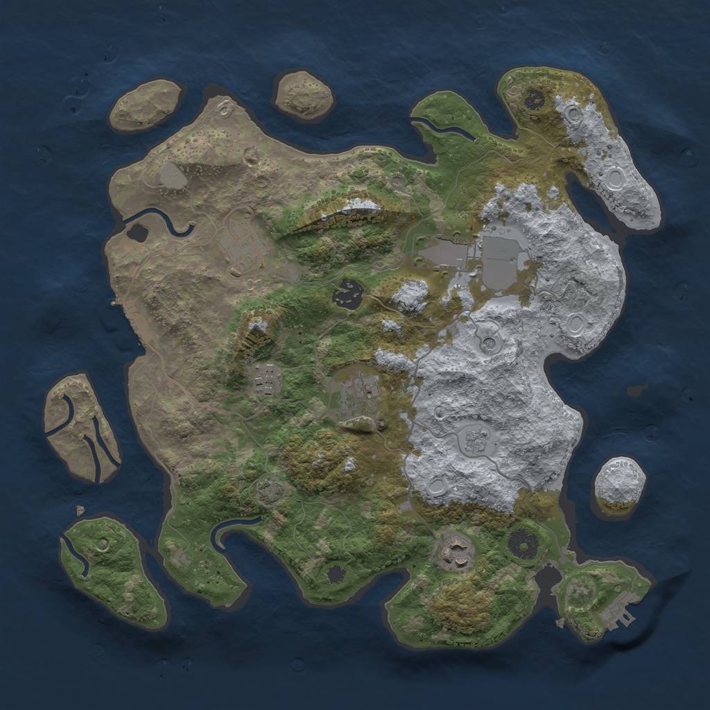 Rust Map: Procedural Map, Size: 3500, Seed: 585863538, 14 Monuments