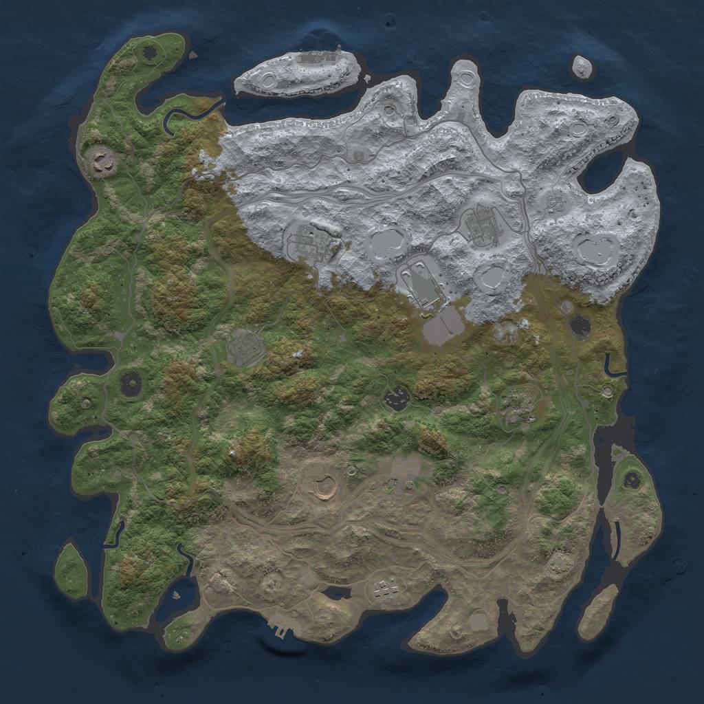 Rust Map: Procedural Map, Size: 4400, Seed: 59406975, 18 Monuments
