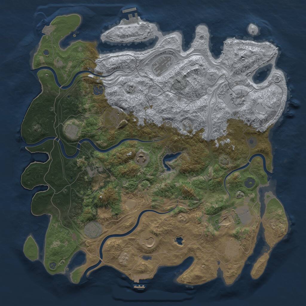 Rust Map: Procedural Map, Size: 4400, Seed: 59406975, 19 Monuments