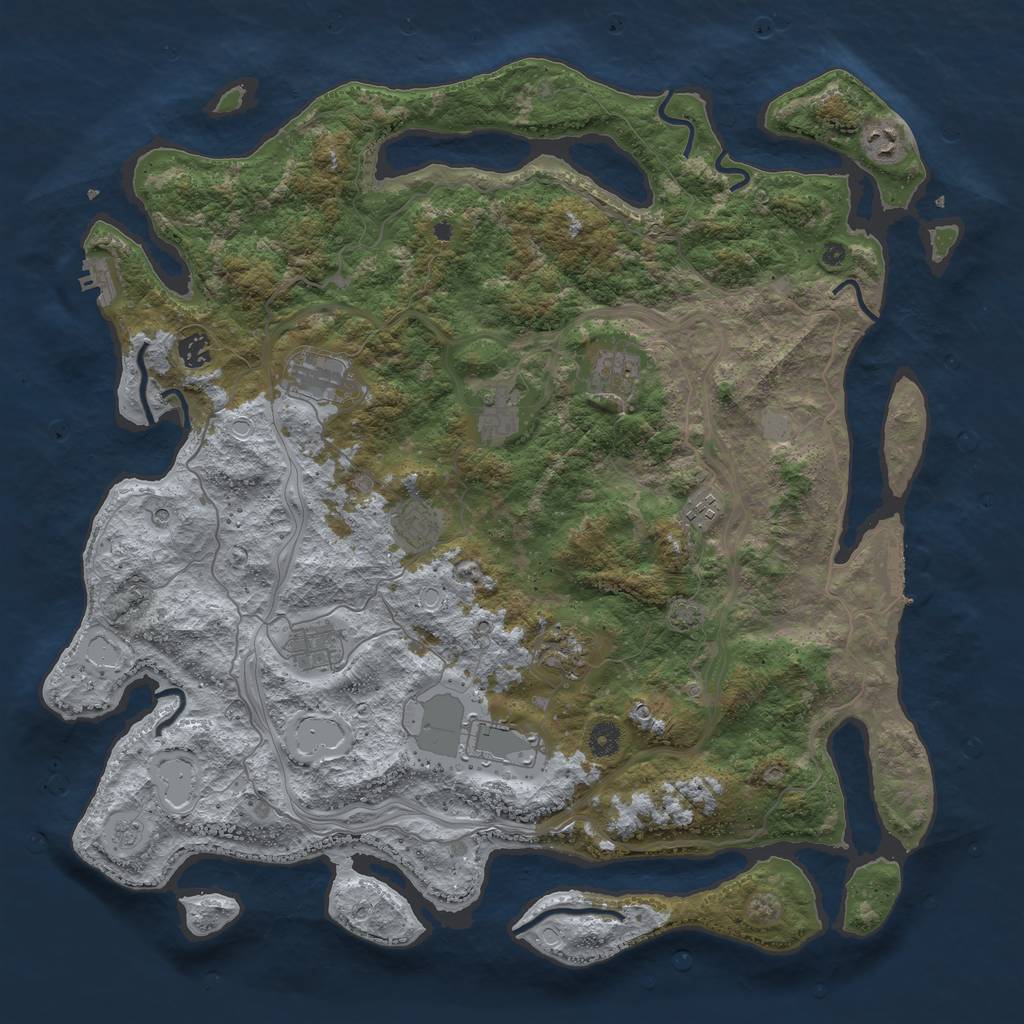 Rust Map: Procedural Map, Size: 4500, Seed: 1132925456, 18 Monuments