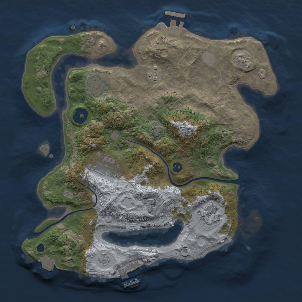 Rust Map: Procedural Map, Size: 3000, Seed: 4783, 9 Monuments
