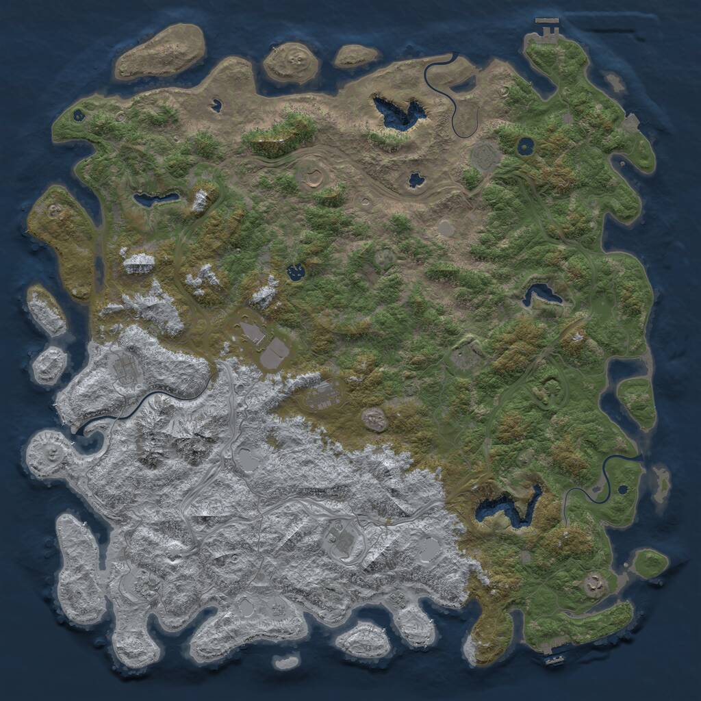 Rust Map: Procedural Map, Size: 6000, Seed: 1252297259, 17 Monuments