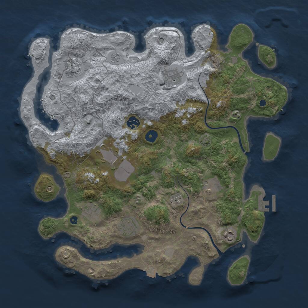 Rust Map: Procedural Map, Size: 3800, Seed: 77900101, 14 Monuments