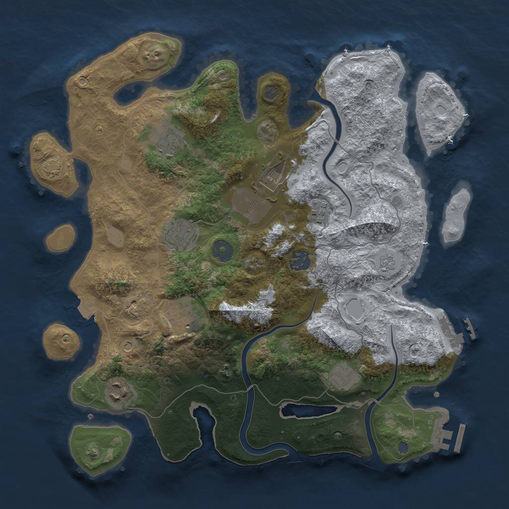 Rust Map: Procedural Map, Size: 3550, Seed: 3087706, 15 Monuments