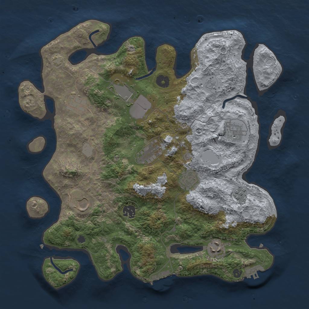 Rust Map: Procedural Map, Size: 3550, Seed: 3087706, 17 Monuments