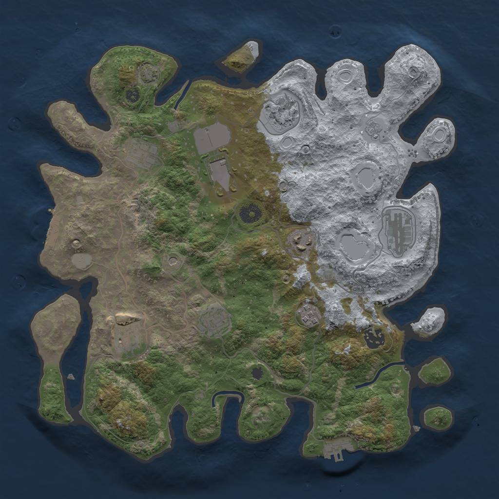 Rust Map: Procedural Map, Size: 3600, Seed: 16861593, 17 Monuments