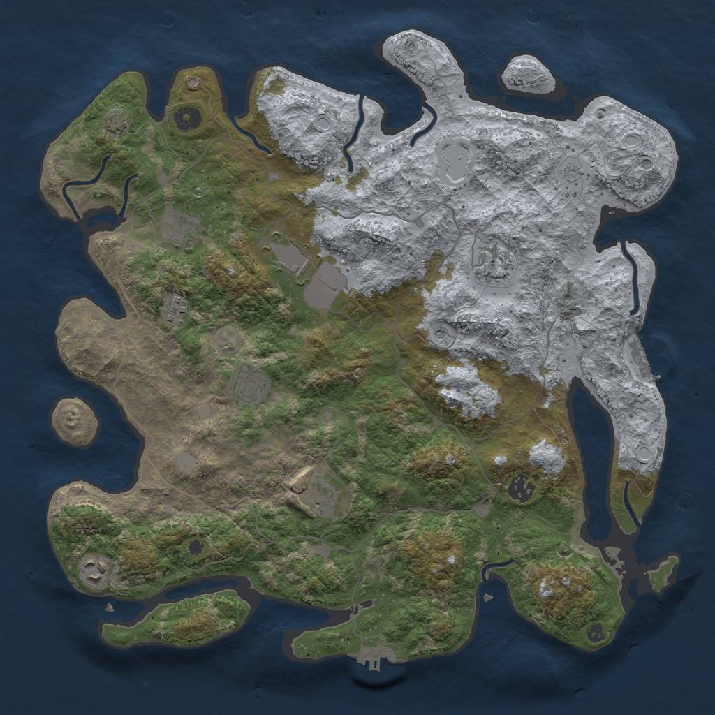 Rust Map: Procedural Map, Size: 4100, Seed: 93155906, 16 Monuments