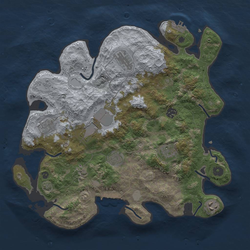 Rust Map: Procedural Map, Size: 3600, Seed: 7321860, 16 Monuments