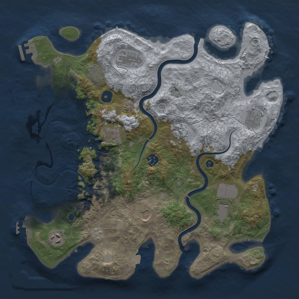 Rust Map: Procedural Map, Size: 3850, Seed: 41999986, 16 Monuments