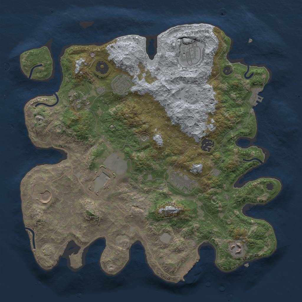 Rust Map: Procedural Map, Size: 3500, Seed: 1107855589, 16 Monuments