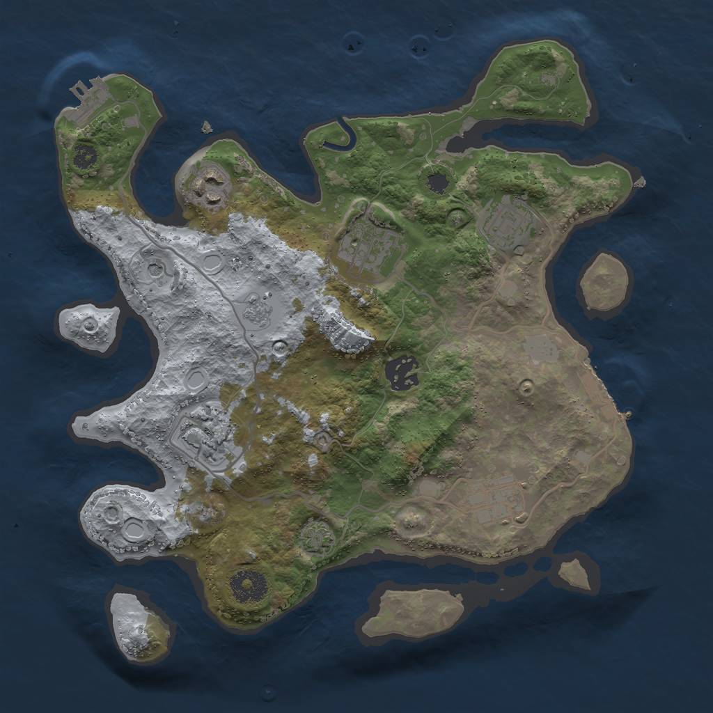 Rust Map: Procedural Map, Size: 3000, Seed: 47985, 14 Monuments