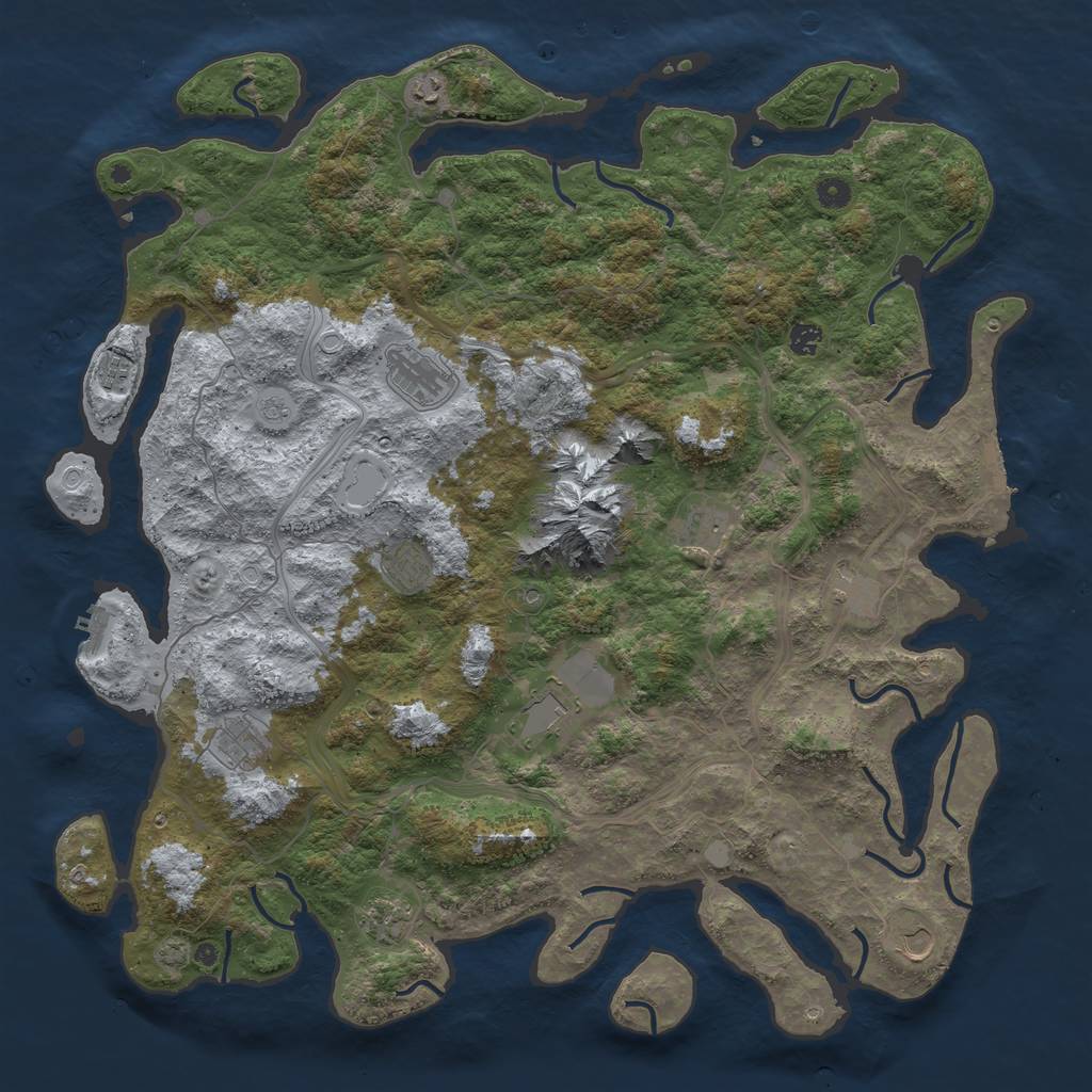 Rust Map: Procedural Map, Size: 5000, Seed: 215474215, 19 Monuments