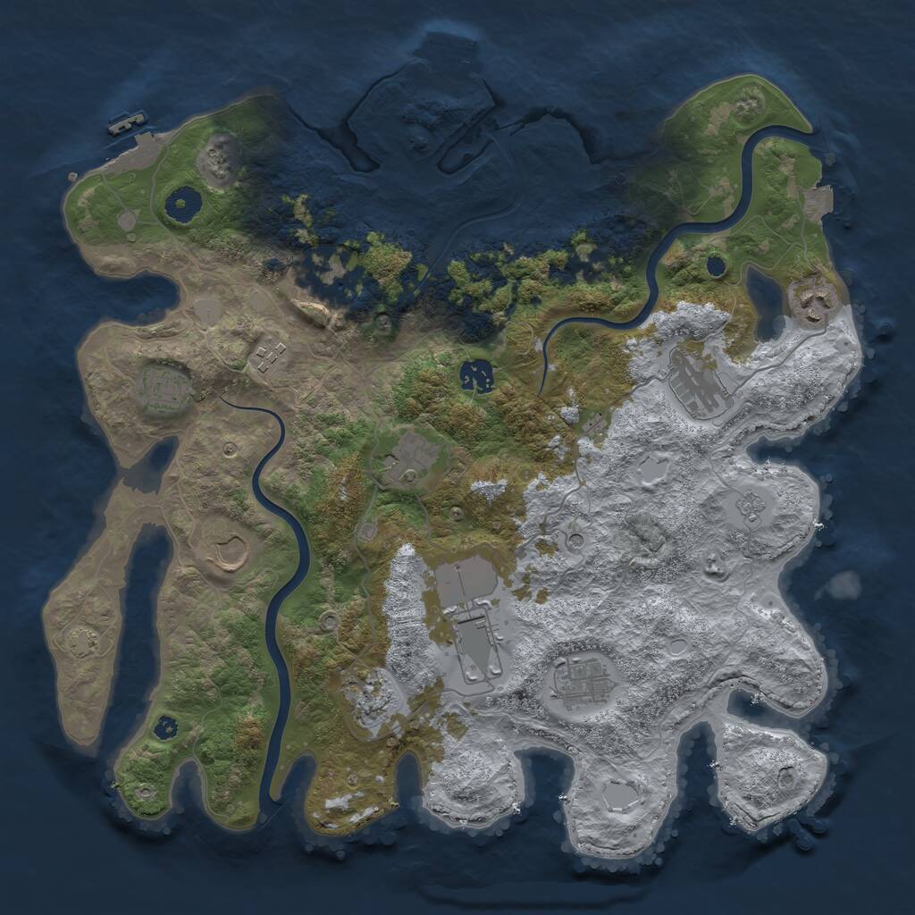 Rust Map: Procedural Map, Size: 3900, Seed: 49873132, 17 Monuments