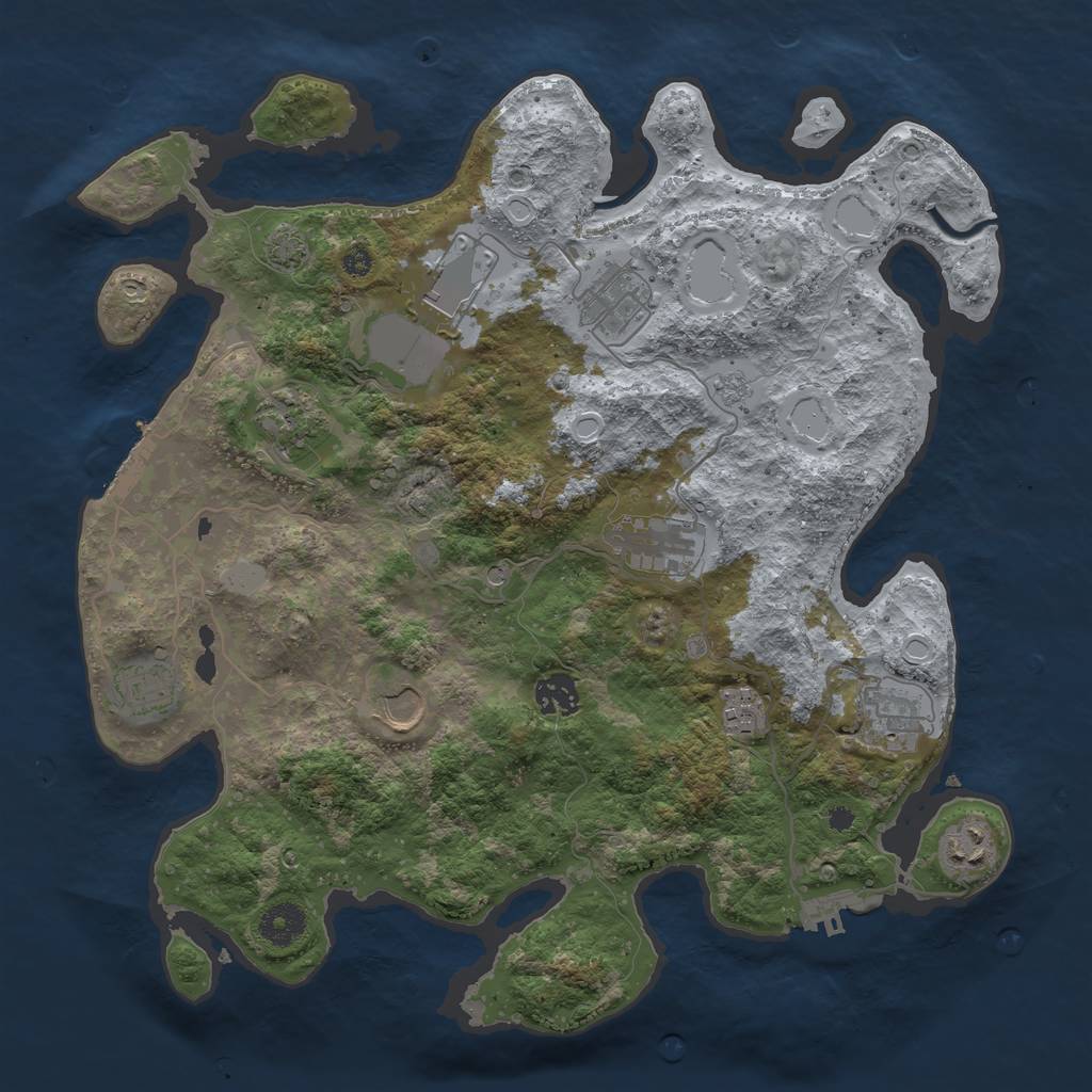 Rust Map: Procedural Map, Size: 3700, Seed: 1994870972, 18 Monuments