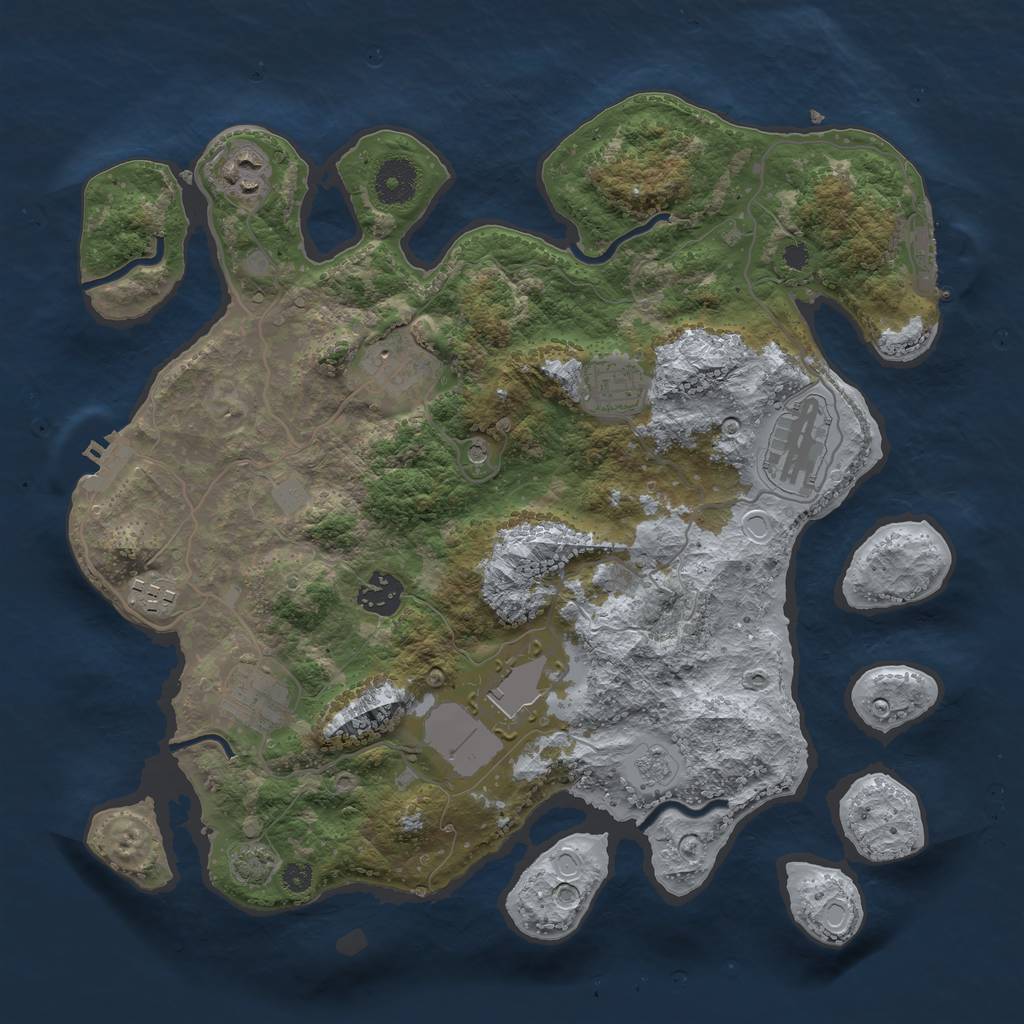 Rust Map: Procedural Map, Size: 3500, Seed: 9119, 16 Monuments