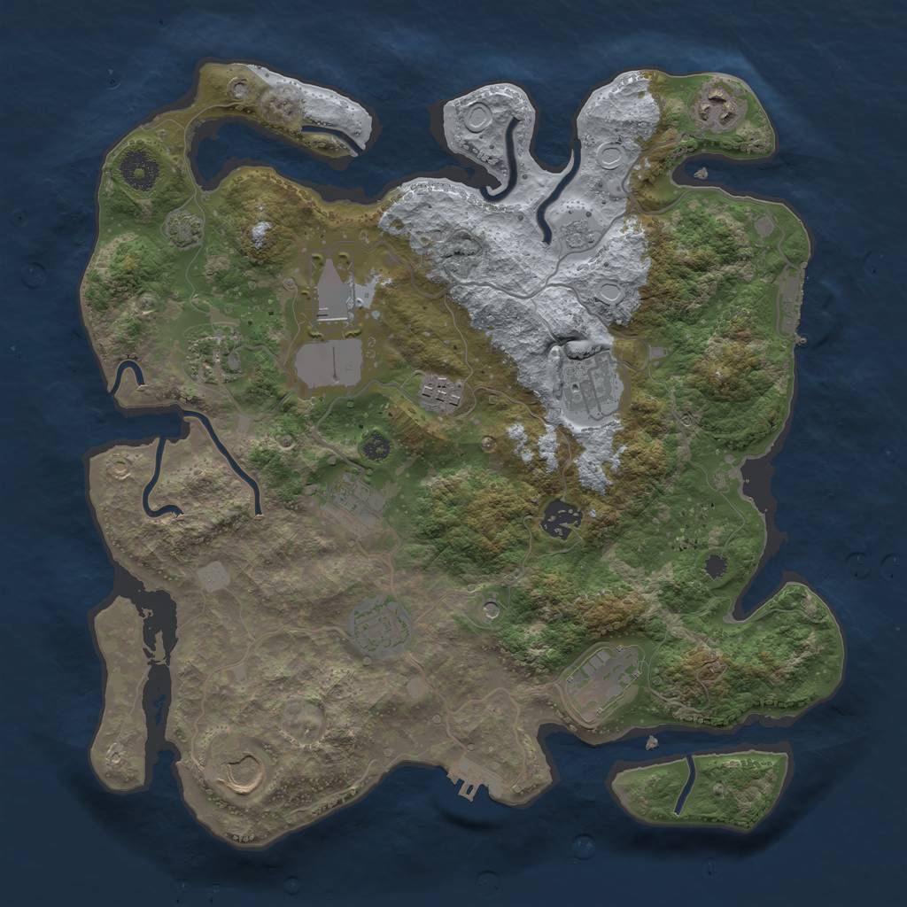 Rust Map: Procedural Map, Size: 3500, Seed: 392149030, 18 Monuments