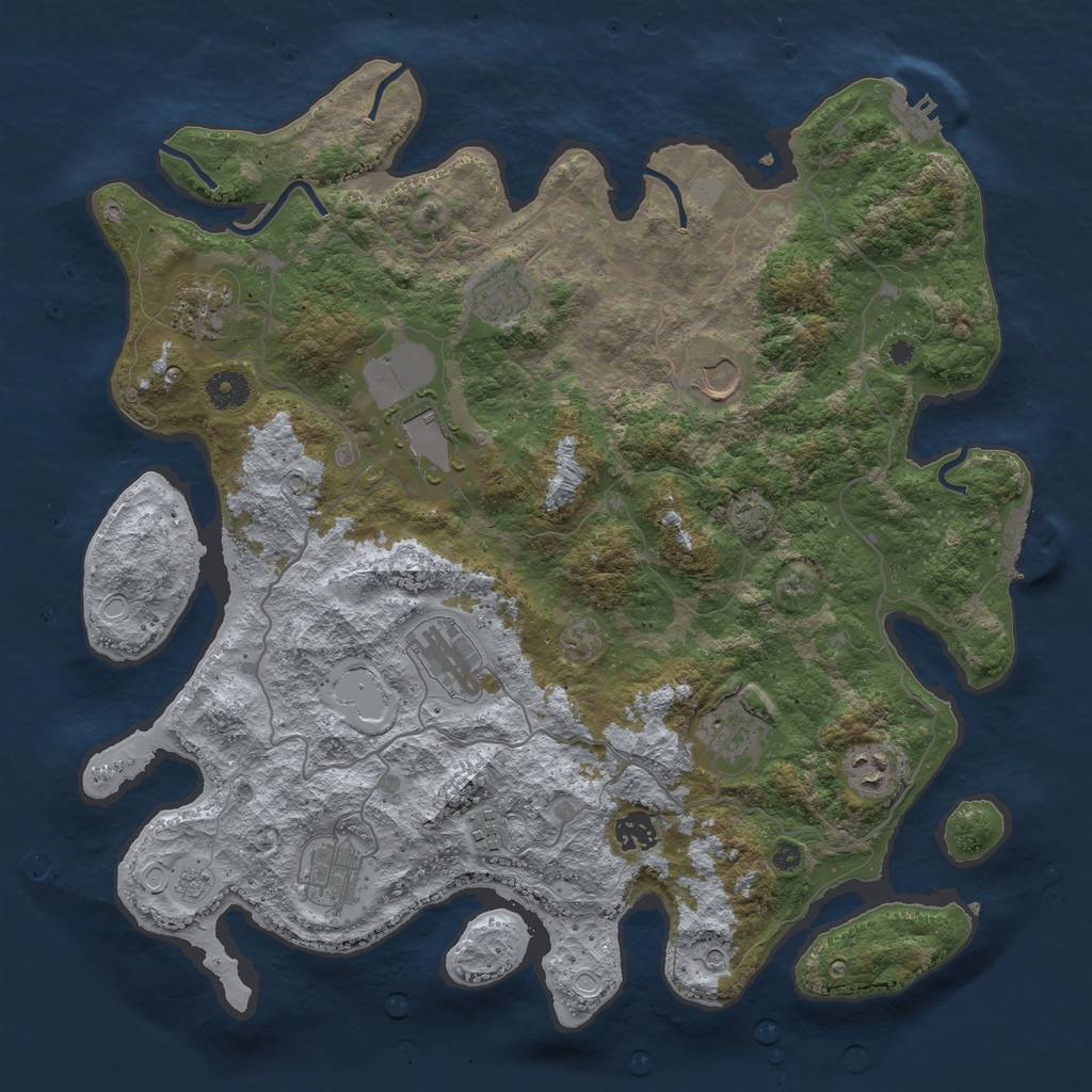 Rust Map: Procedural Map, Size: 4000, Seed: 984056157, 18 Monuments