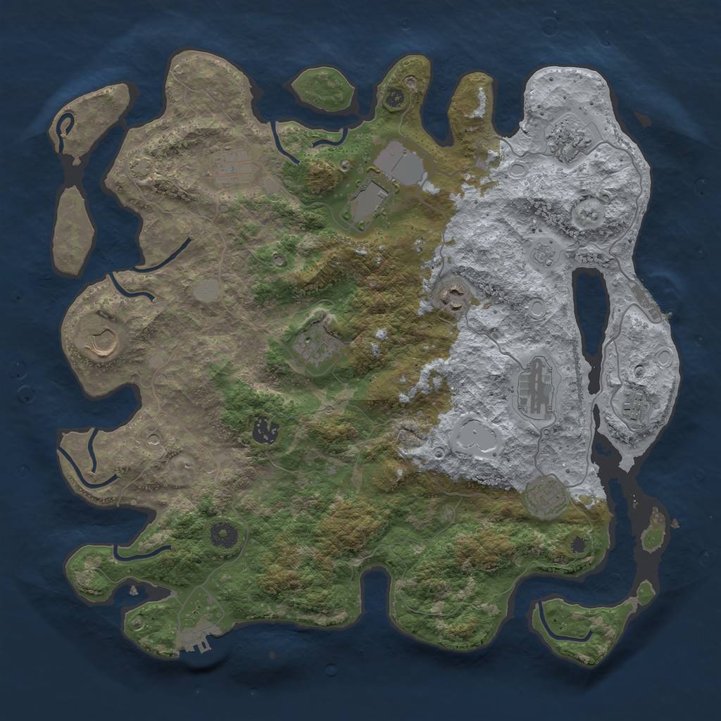 Rust Map: Procedural Map, Size: 3950, Seed: 32959450, 18 Monuments