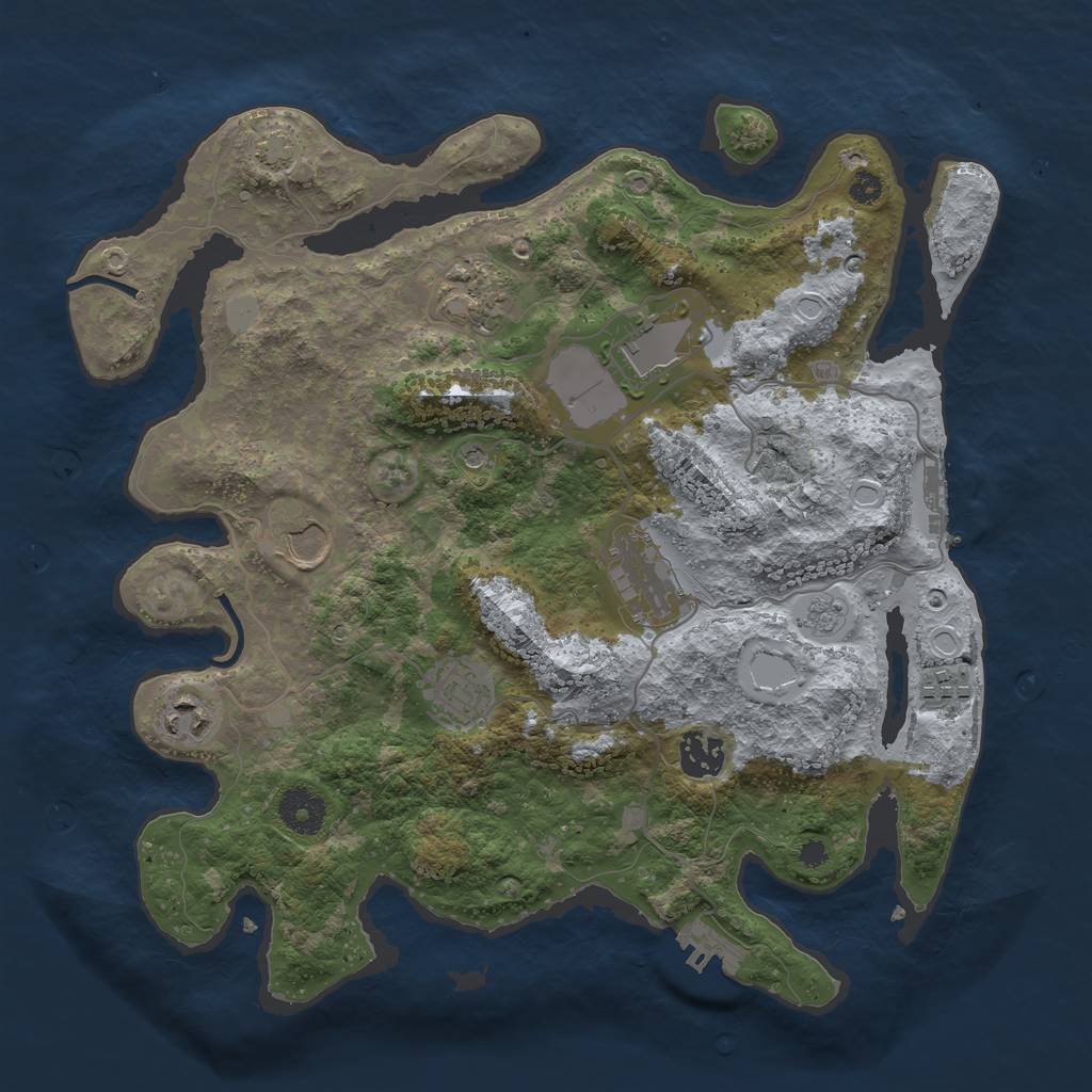 Rust Map: Procedural Map, Size: 3500, Seed: 2135843147, 16 Monuments