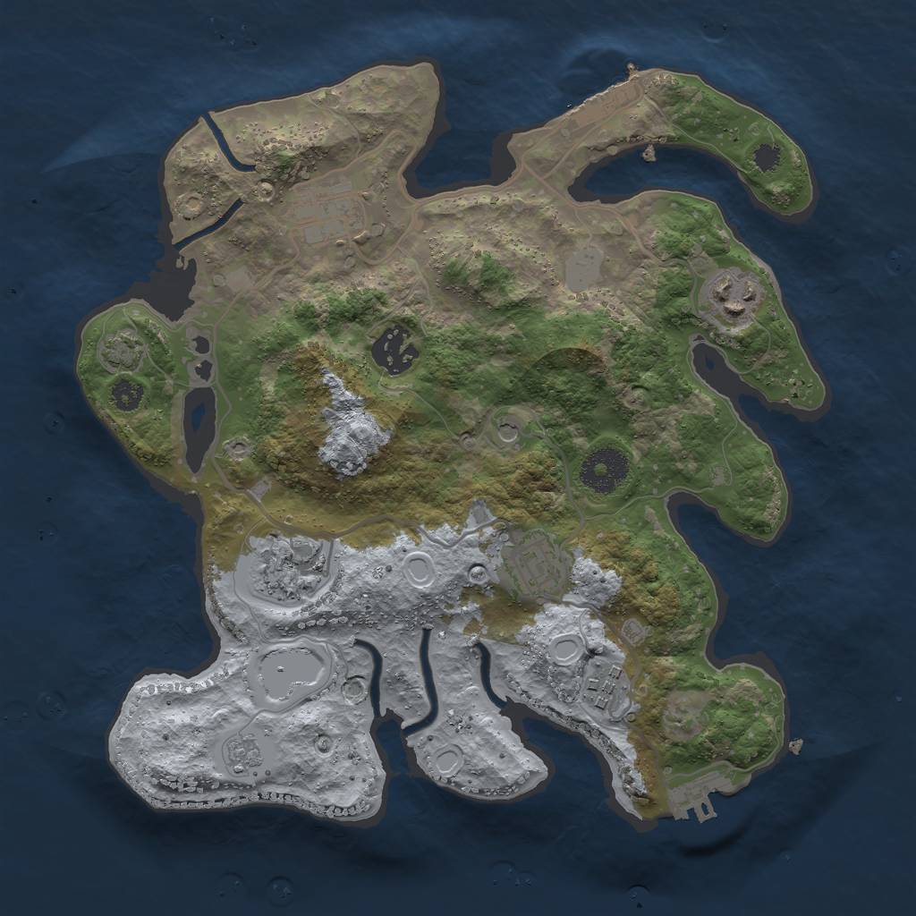 Rust Map: Procedural Map, Size: 3000, Seed: 2007246921, 14 Monuments