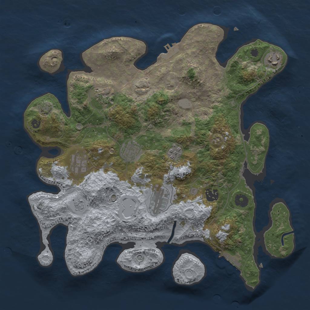 Rust Map: Procedural Map, Size: 3450, Seed: 20880085, 15 Monuments