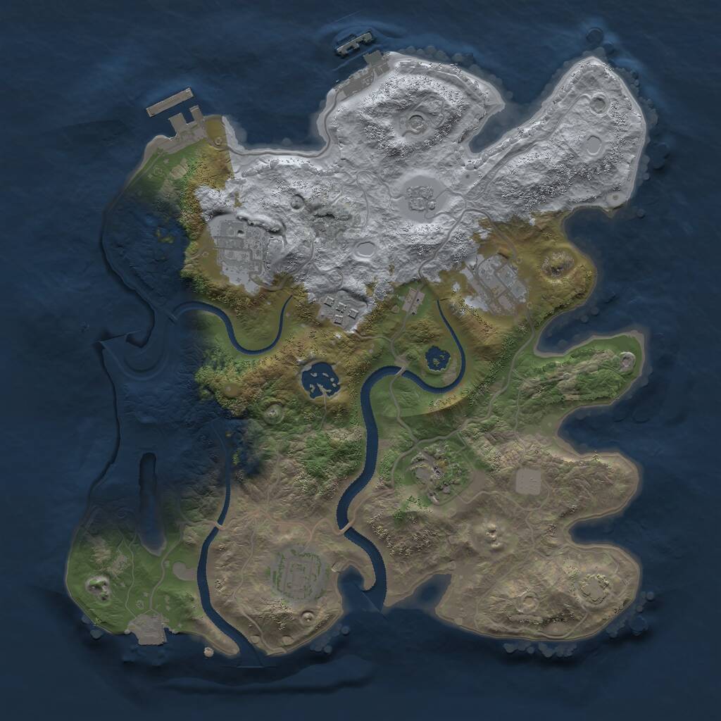 Rust Map: Procedural Map, Size: 3000, Seed: 1729244394, 12 Monuments