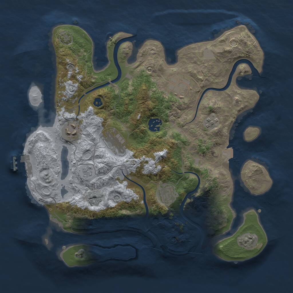 Rust Map: Procedural Map, Size: 3200, Seed: 233333333, 11 Monuments