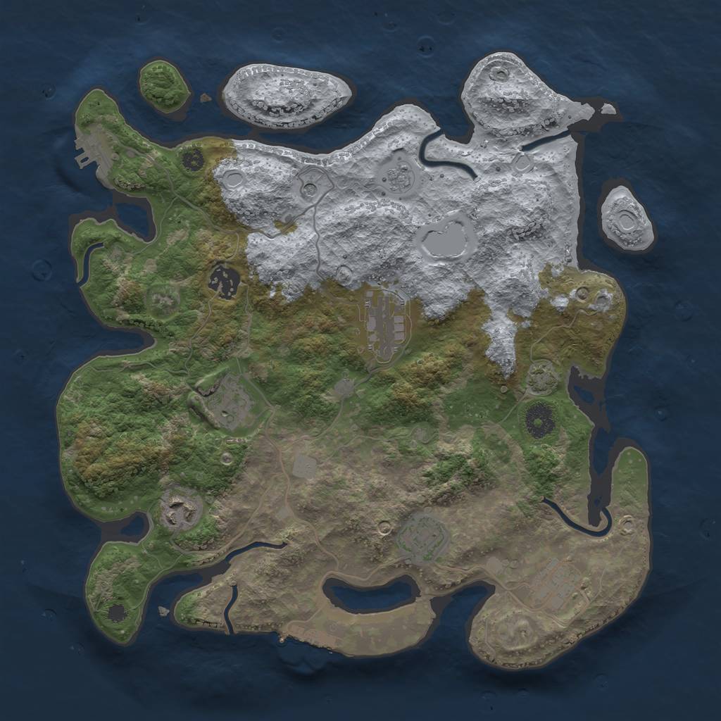 Rust Map: Procedural Map, Size: 3400, Seed: 44611326, 14 Monuments