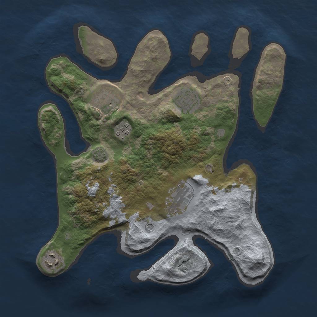 Rust Map: Barren, Size: 3000, Seed: 8218383, 9 Monuments