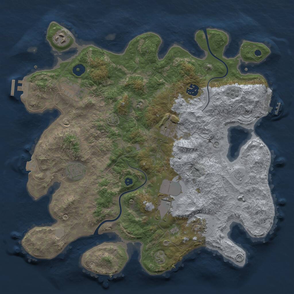 Rust Map: Procedural Map, Size: 3700, Seed: 42037305, 14 Monuments