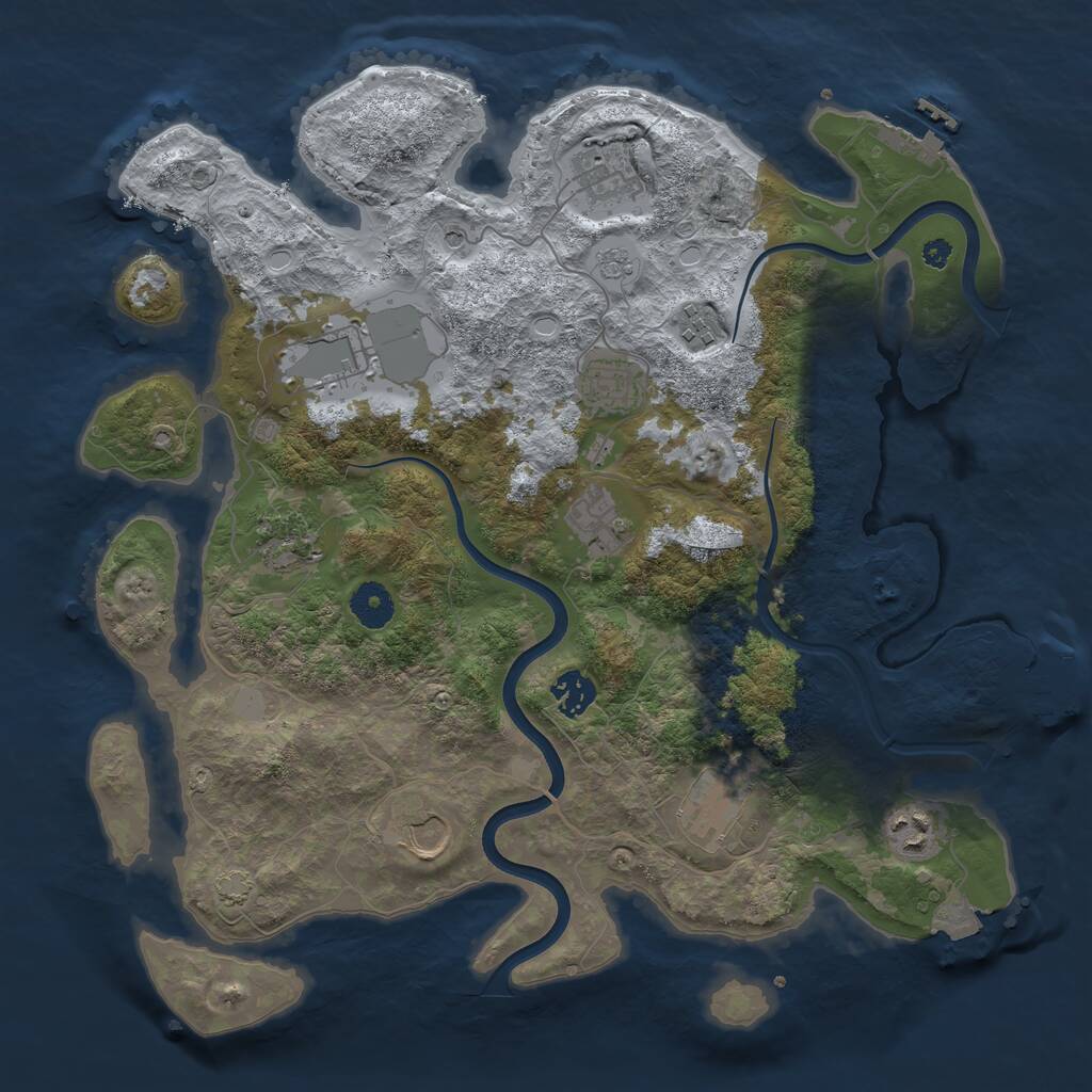 Rust Map: Procedural Map, Size: 3750, Seed: 69103462, 16 Monuments