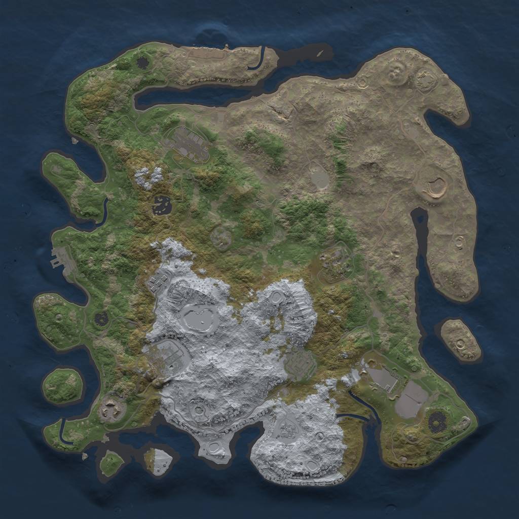 Rust Map: Procedural Map, Size: 3800, Seed: 23026148, 17 Monuments