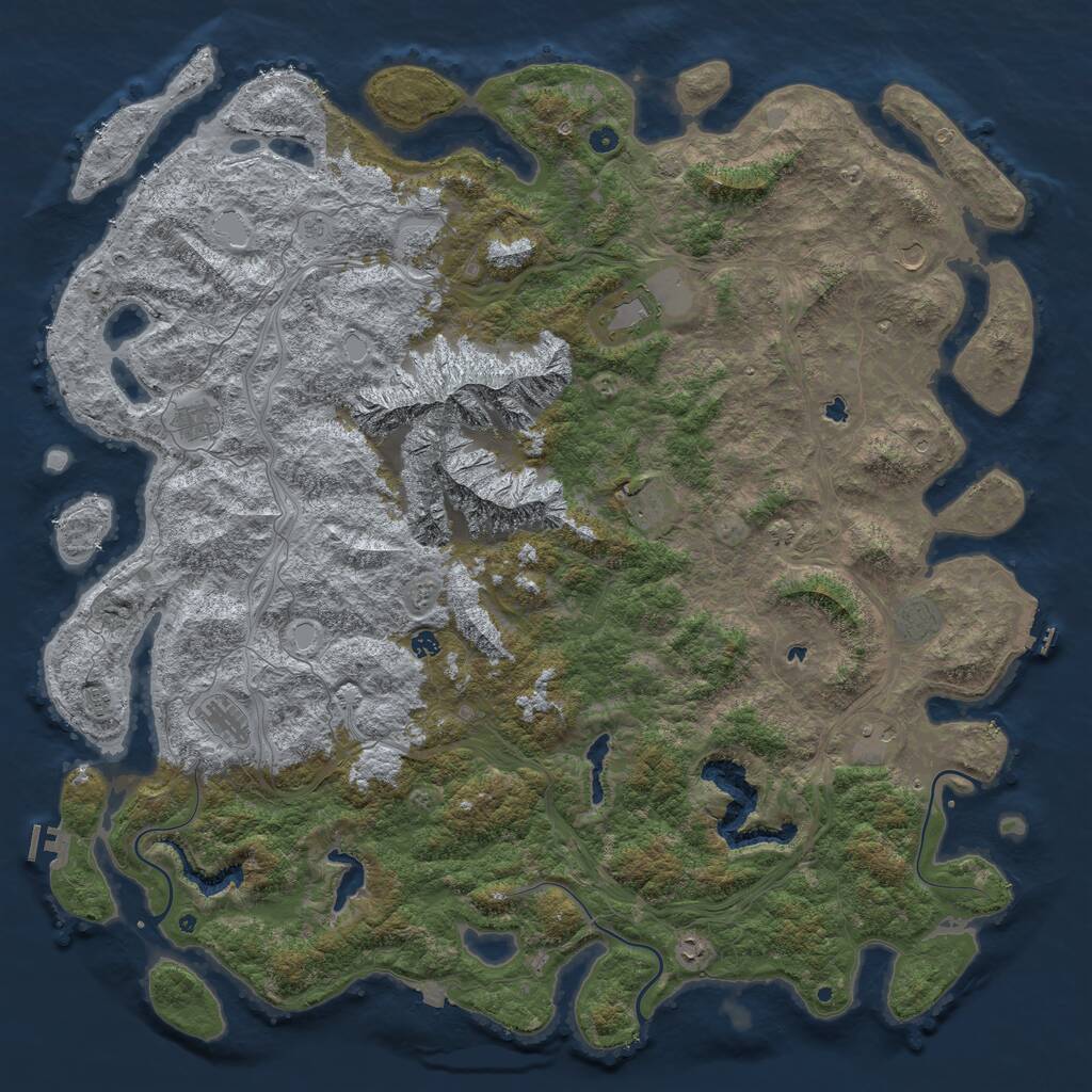 Rust Map: Procedural Map, Size: 6000, Seed: 417107048, 17 Monuments