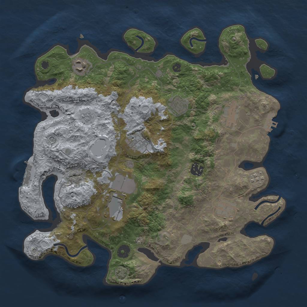 Rust Map: Procedural Map, Size: 3500, Seed: 643711068, 16 Monuments