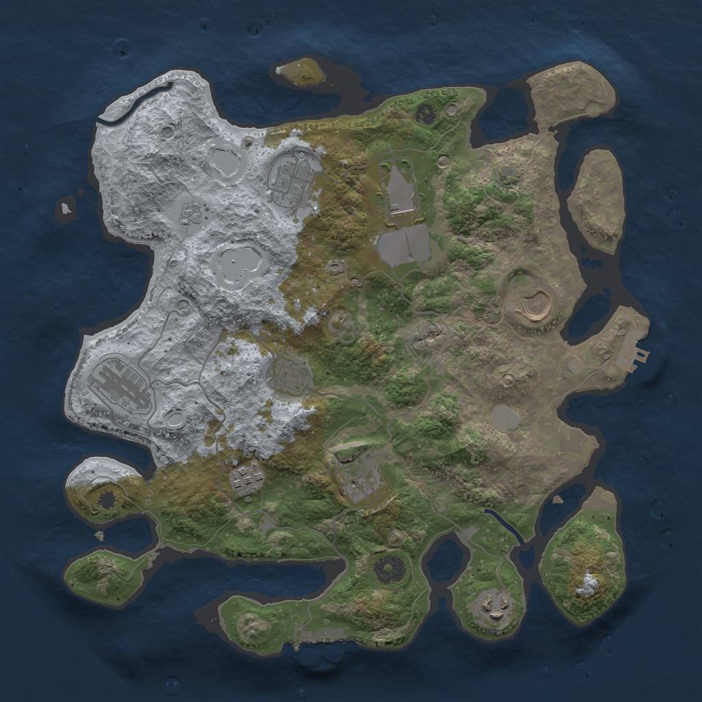 Rust Map: Procedural Map, Size: 3500, Seed: 90851194, 16 Monuments