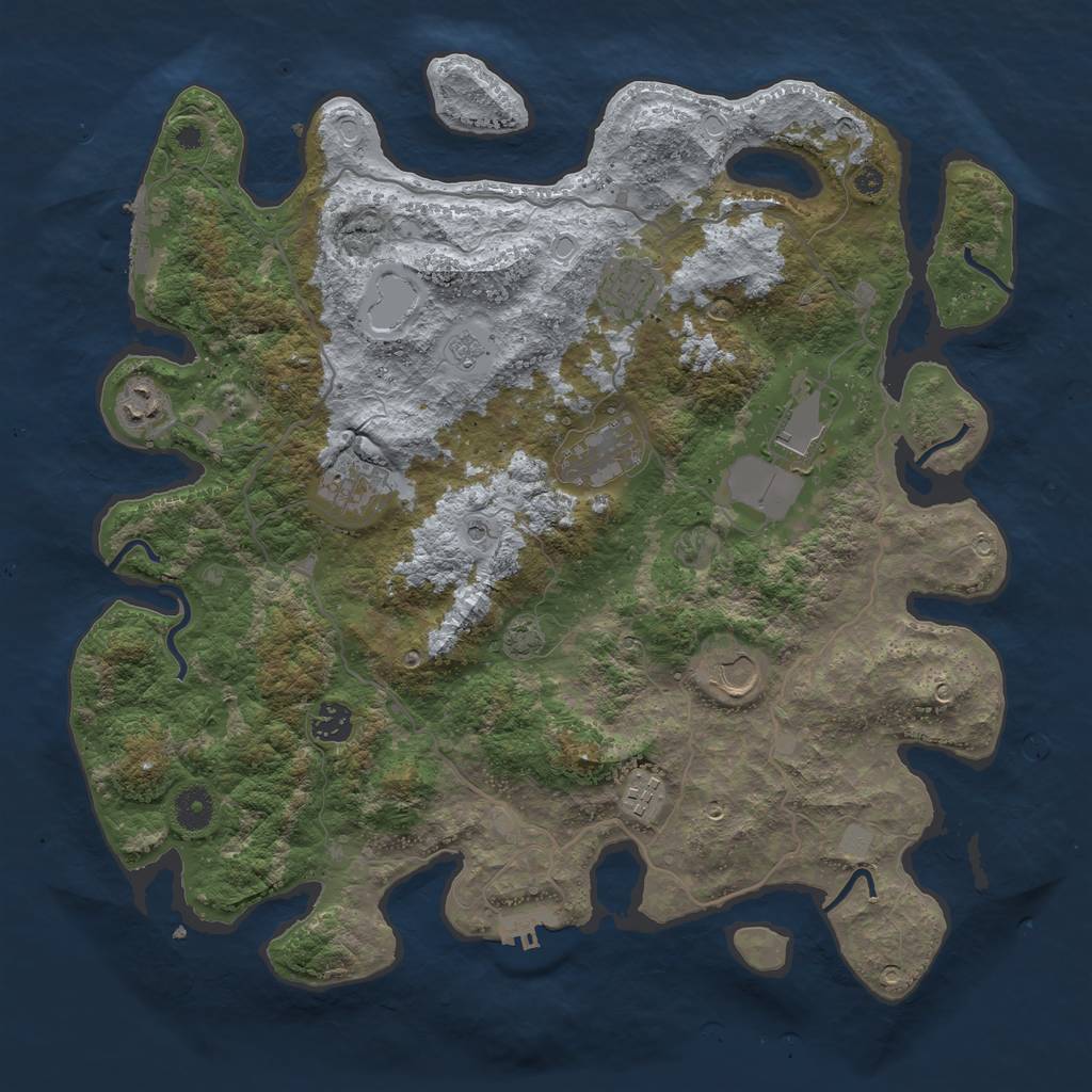 Rust Map: Procedural Map, Size: 4000, Seed: 394170336, 16 Monuments