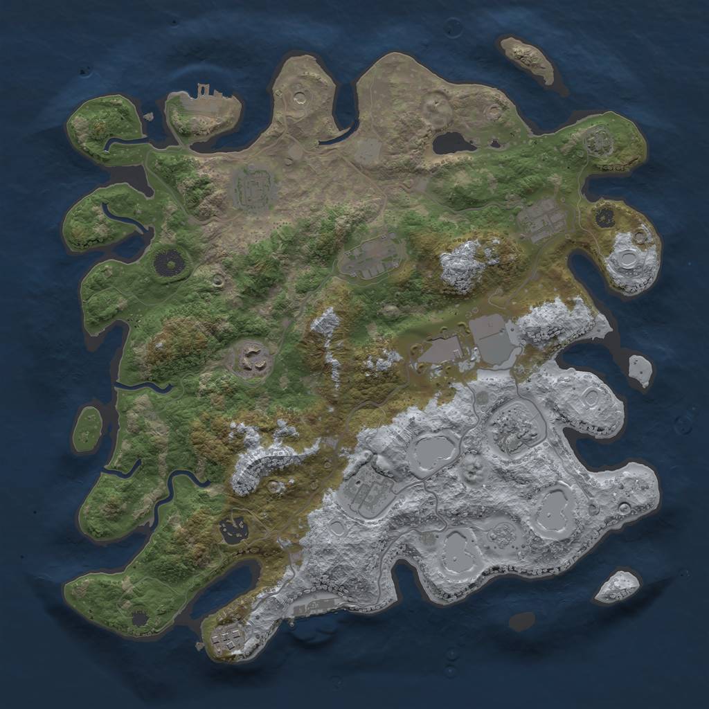 Rust Map: Procedural Map, Size: 3700, Seed: 1970176928, 17 Monuments