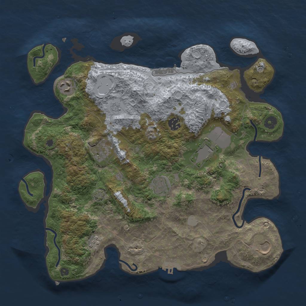Rust Map: Procedural Map, Size: 3600, Seed: 304906288, 14 Monuments
